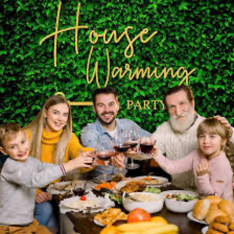 InMemory Housewarming Party Backdrop for Photography Green Leaves Shining Lights Gold Key Sweet New 