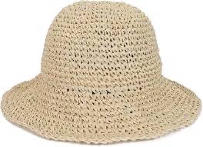 Sun Beach Straw Hats for Women, Summer Packable Crochet Hat, Foldable Wide Brim Straw Bucket Hat Bei