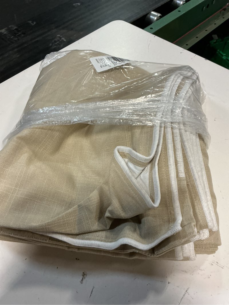 Condition photo showing Good Condition for piped edge cotton curtain - single panel, 48x108, natural/white piping