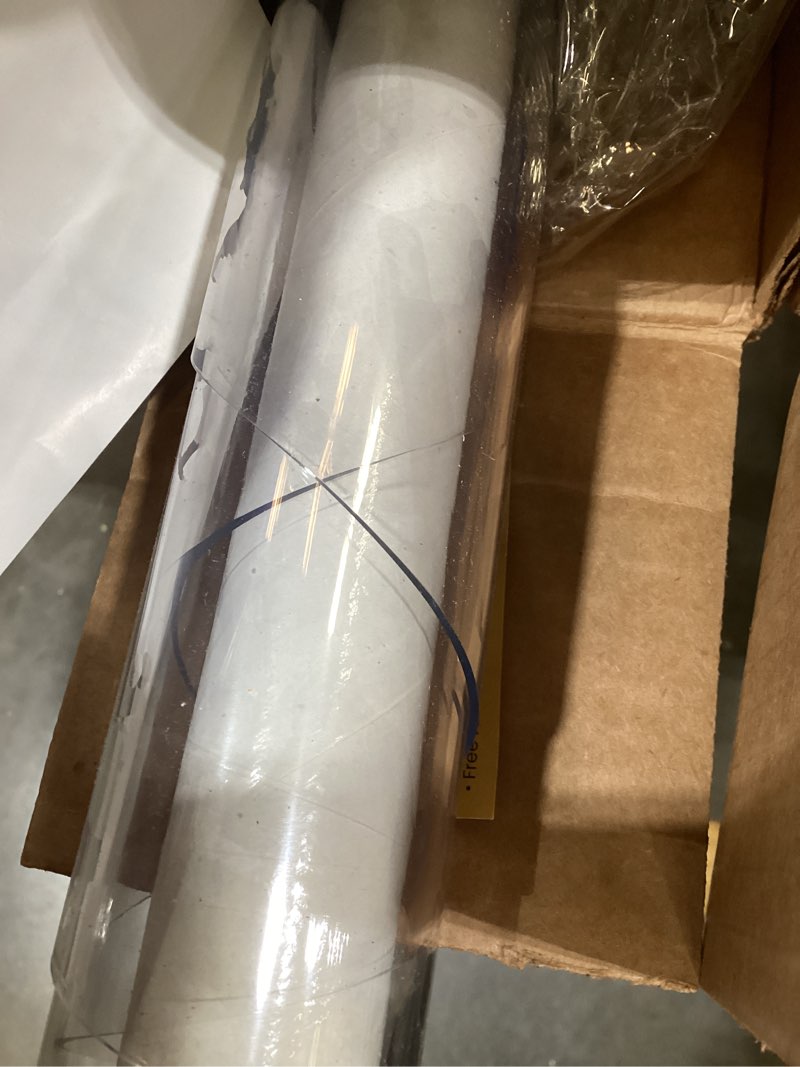 Condition photo showing New/Like New for 46 Inch Clear Round Table Cover Protector, 1.5mm Thick Plastic Waterproof Pad for Dining Room, Vinyl Clear 1.5mm 46" Round