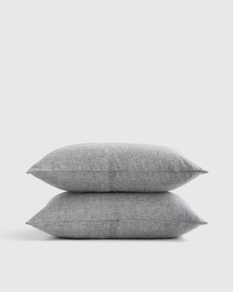 quince european linen sham set pillowcase color:charcoal 20in x 30in 