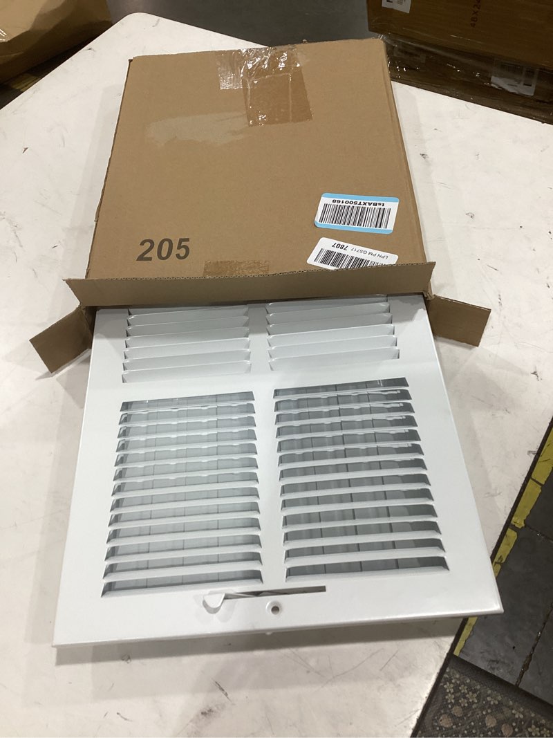 Condition photo showing Good Condition for hvac premium 6"w x 6"h 2-way-flat stamped steel - vent cover - grille register - sidewall or ceiling - high airflow - white [outer dimensions: 7.75"w x 7.75"h] 6 x 6 - 2 way