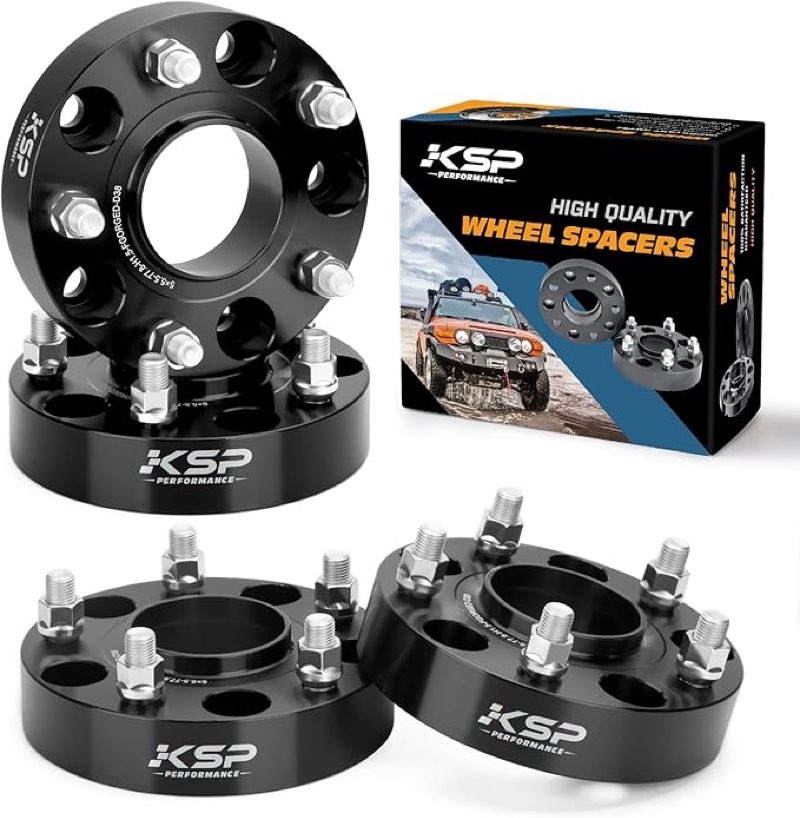 ksp 5x5.5 wheel spacers for ram 1500, 1.5(38mm) 5x139.7mm to 5x139.7mm hub centric forged wheel spacers, hub bore 77.8mm thread pitch m14x1.5 for 2012-2018 d-o-d-g-e ram 1500, package of 4pcs black