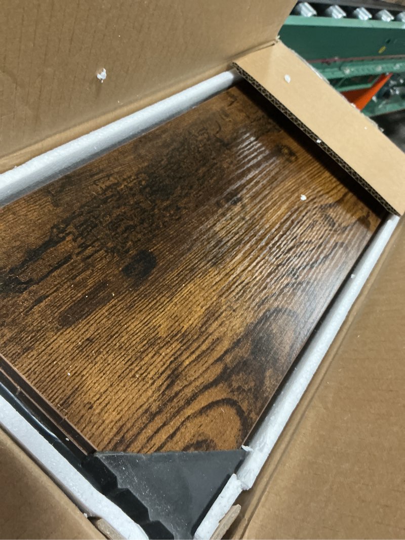 Condition photo showing Good Condition for narrow c shaped end tables living room tv trays set of 2, small thin farmhouse side table skinny slide under couch tray tables for sofa bedroom small space 7 inch width, rustic brown rustic brown 7" width