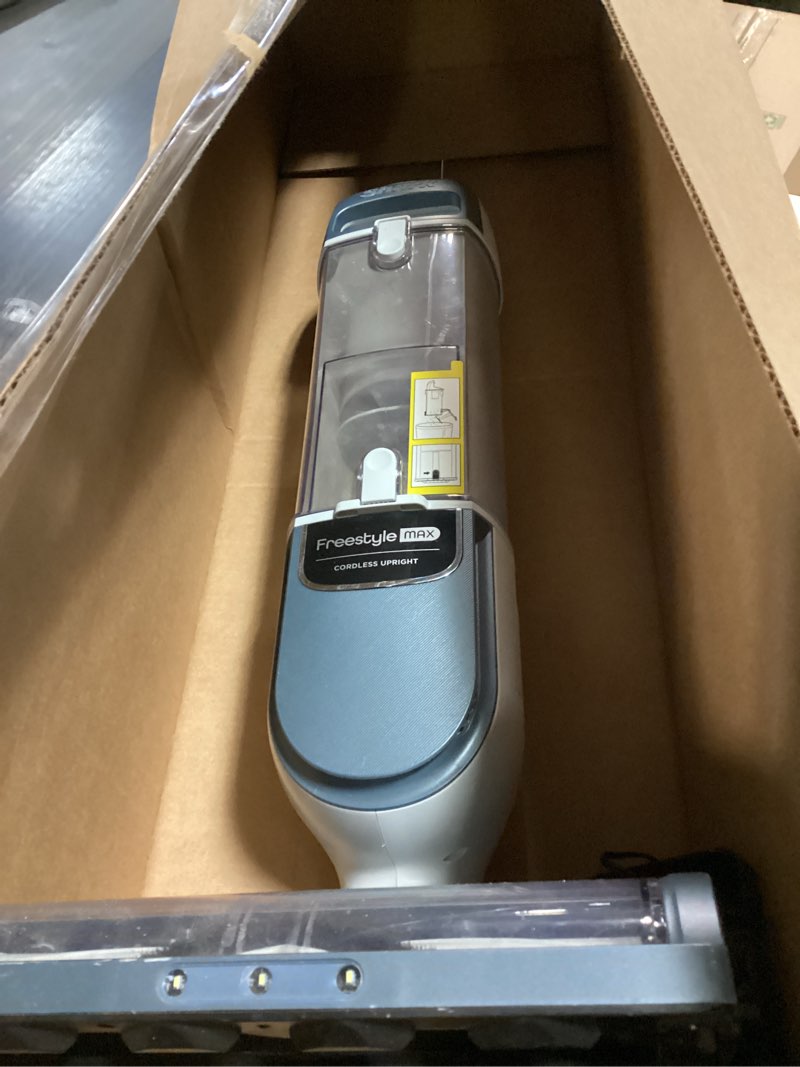 Condition photo showing As Is for Shark Freestyle Max Cordless Upright Vacuum, Multi-Surface Cleaning, Lightweight, Easy Maintenance, with Large Dust Cup and 2-Speed Brushroll, LED Headlights, Nordic Blue, SV2002