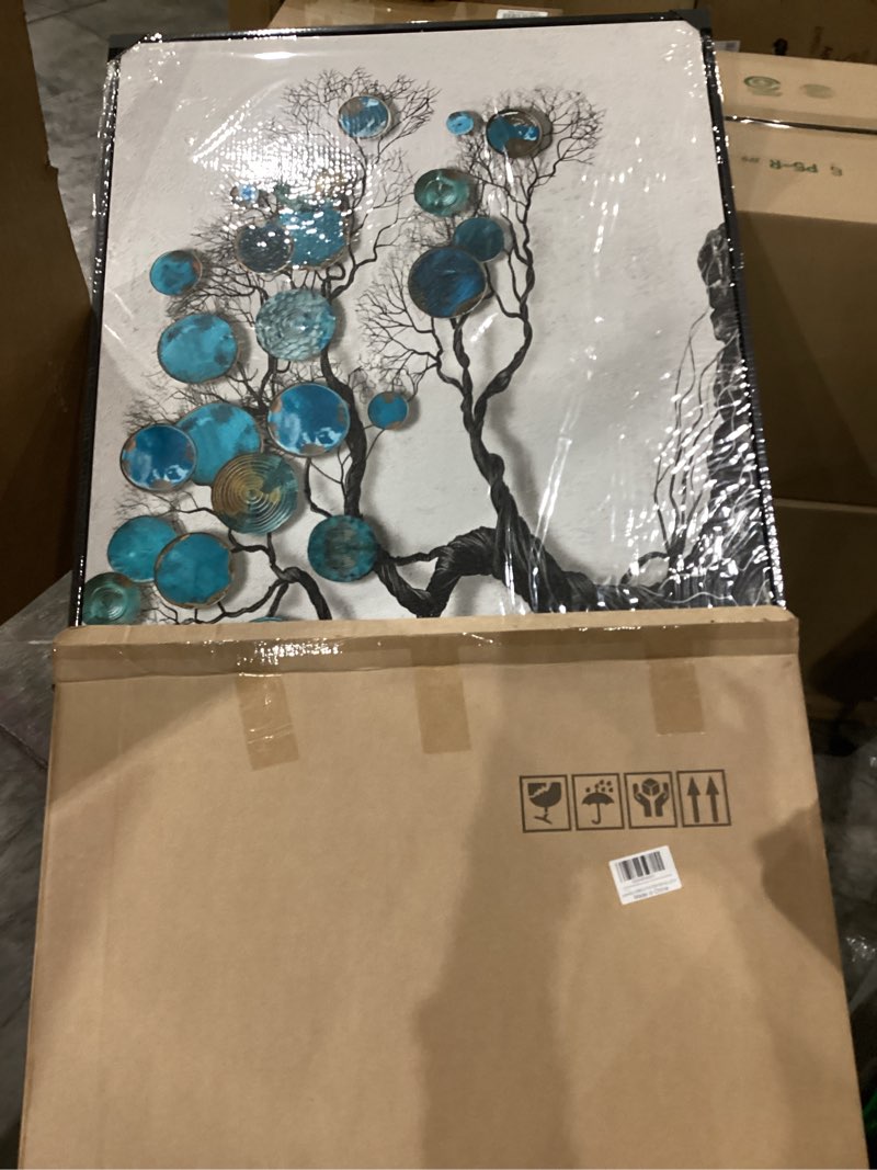 CHATYOUNG Wall Art Living Room - Large Art Teal Blue Tree Abstract Landscape Modern Paintings Black Framed Artwork for Bedroom Dining Room Office Kitchen Home Decor 58"x29"