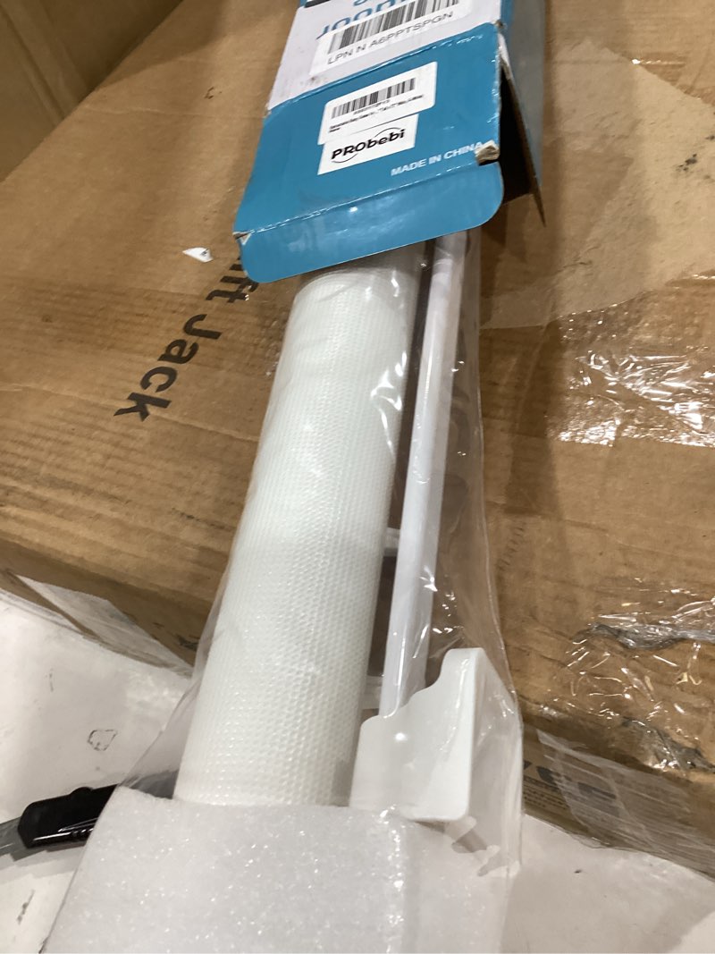 Condition photo showing Good Condition for retractable baby gates extra wide, probebi retractable dog gate for the house extends to 72" wide 34" tall, gates for baby indoor, stair gate for outdoor, staris, hallways, doorways, deck, porch a-white 34" tall x 72" wide-need drilling