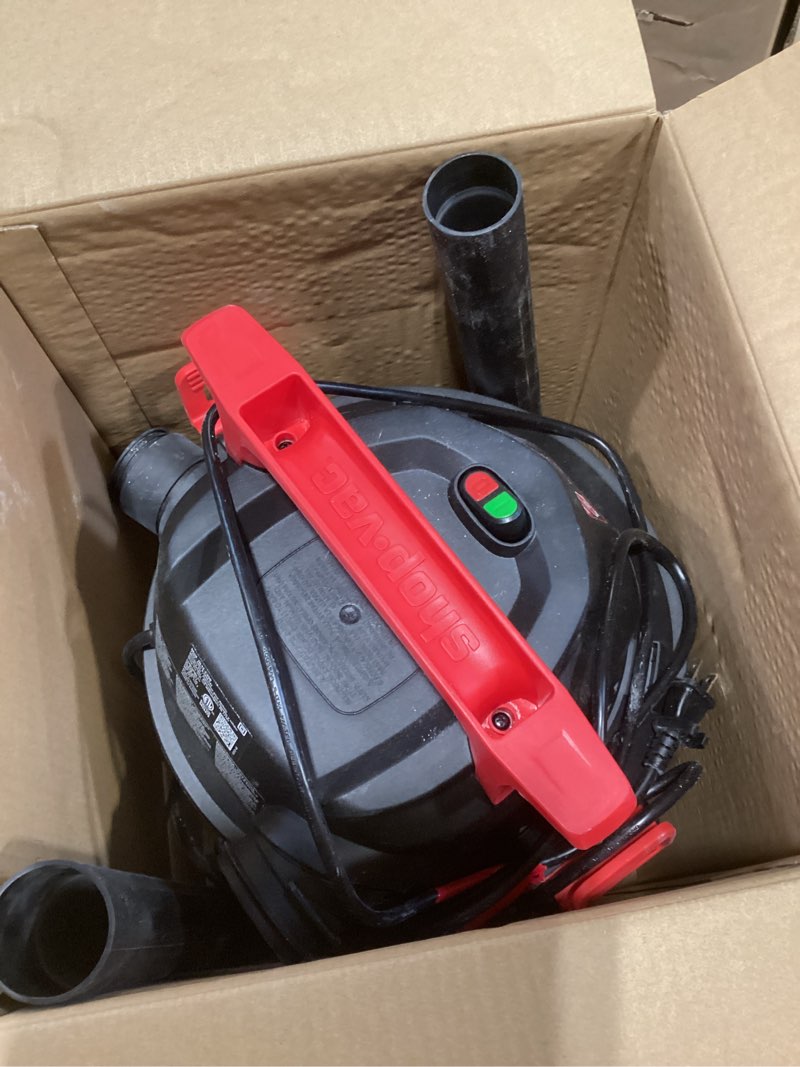 Condition photo showing As Is for shop-vac® 6 gallon wet/dry vacuum, 5.0 peak hp, stainless steel tank