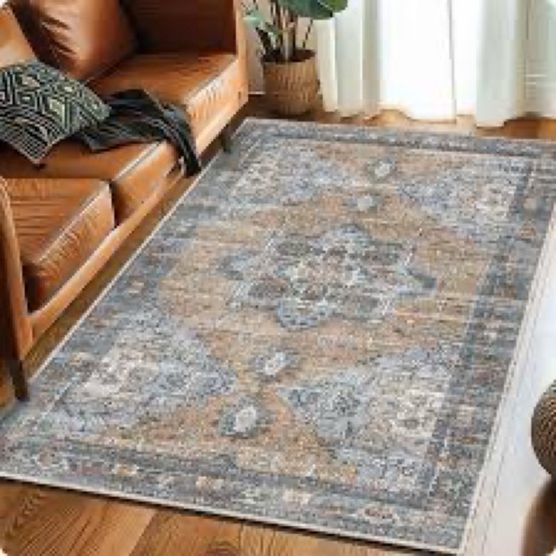 muddy mat® mosaic 5ft x 7ft washable area rugs for living room, bedroom & dining room – modern soft 