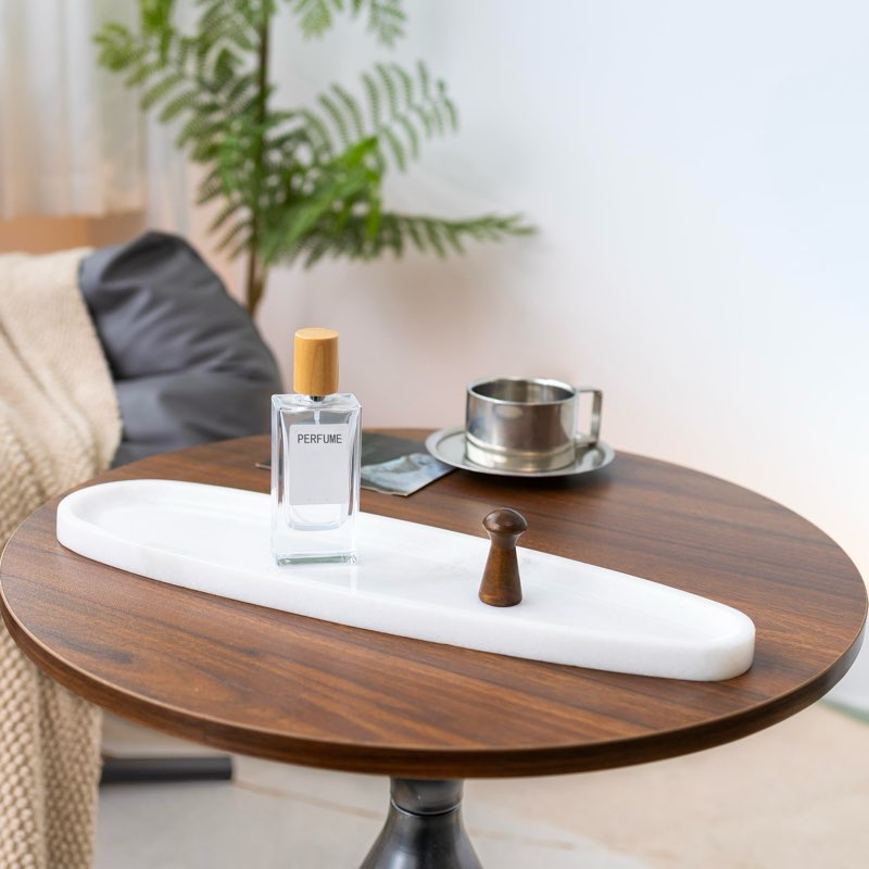 pracfit natural marble tray – real stone for bathroom, vanity, counter, and home decor. perfect for 