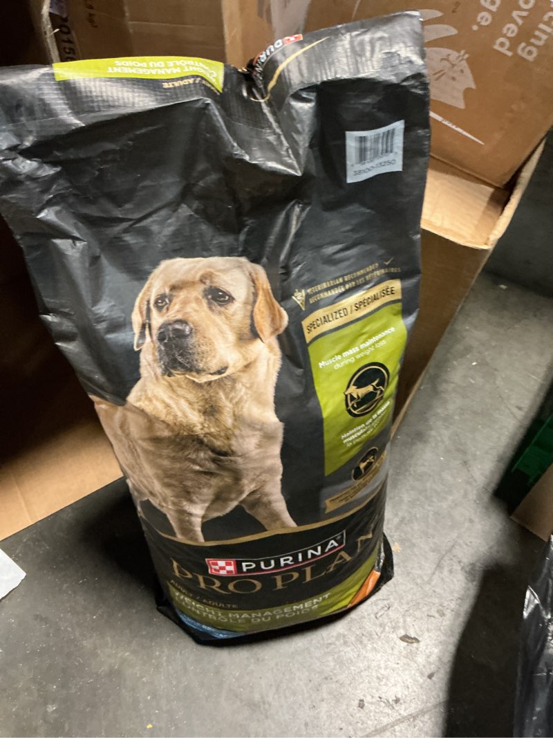 Condition photo showing New/Like New for bbd: 06/27 adult  purina pro plan large breed weight management dry dog food, chicken and rice formula - 34 lb. bag