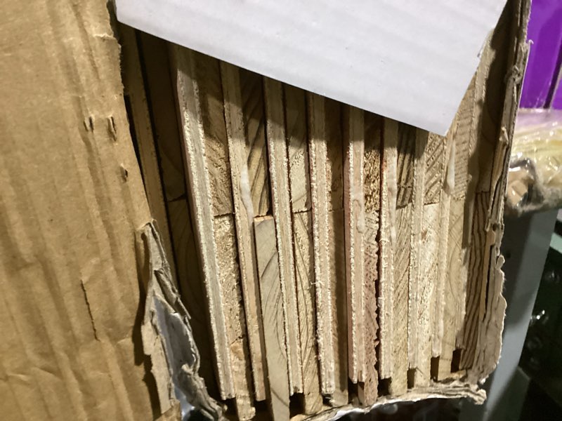 Condition photo showing Good Condition for luxdecor real reclaimed wood planks for wall-10 pieces easy nail-up shiplap rustic style 6" wide wood shiplap panels for wall 19.44 sq ft (natural weathered brown)