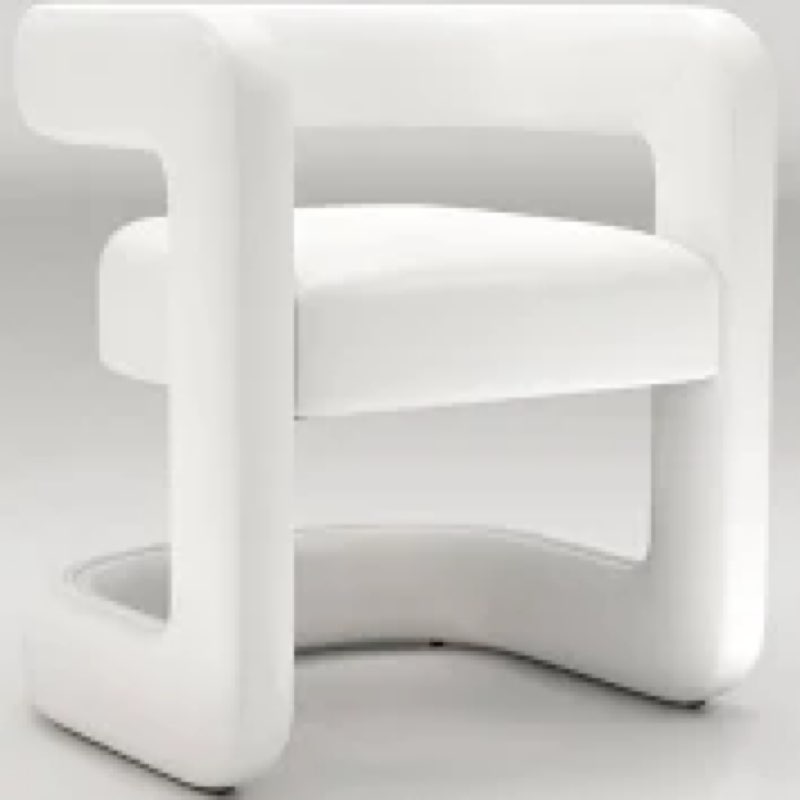 Upholstered Barrel Dining Chair With Hollow Back, Modern Solid Wood Dining Chair, Comfy Side Chair For Dining Room/Living Room Number of Chairs: 2, Upholstery Color: Velvet White