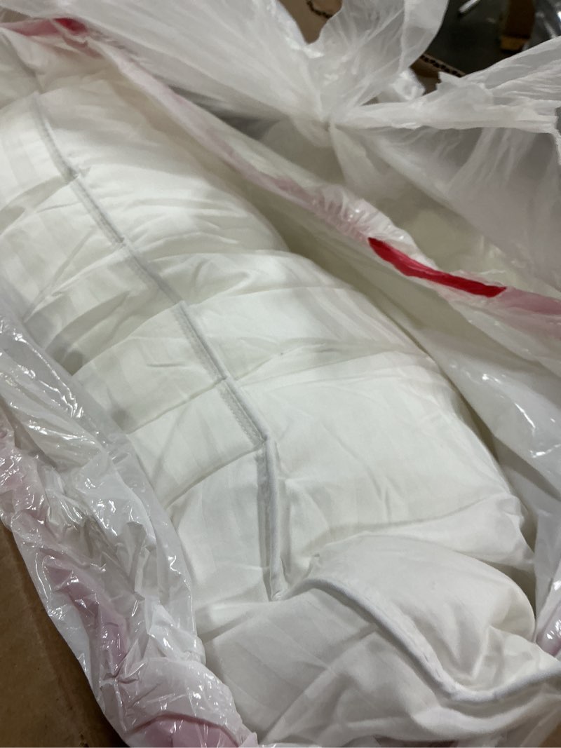 Condition photo showing As Is for Beckham Hotel Collection Euro Size Throw Pillows (Set of 2), 26 x 26 Down Alternative Pillow Insert for Bed, Couch, and Sofa European White