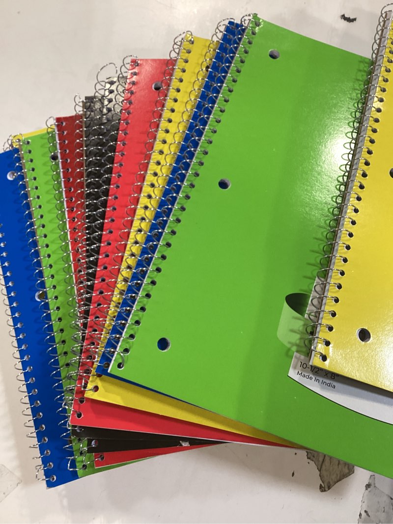 Condition photo showing Good Condition for rosmonde spiral notebooks, 12 pack, 1 subject notebook, wide ruled, 70 sheets, 8 x 10-1/2", 3 hole punched, school supplies, bulk single subject spiral notebook bulk, assorted colors pack of notebooks