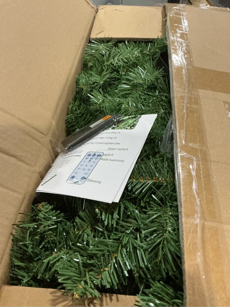 Condition photo showing Good Condition for 48in Large Christmas Outdoor Wreath - HOYECHI Lighted Wreaths Holiday Decor, Outdoor Wreath with 210 Colorful LEDs,714 PVC Tips, Metal Hook, 9 Functions, Timer, Power Plug-in, Remote Controls 48 Inch