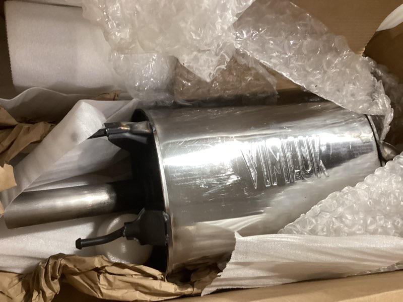 Condition photo showing As Is for 409 Stainless Steel Rear Exhaust Muffler Assembly, Compatible with 2002 2003 2004 2005 2006 Toyota Camry 2.4L Replaces OEM Part 17430-28230 (VK-TC01-logo) Camry 2002-2006