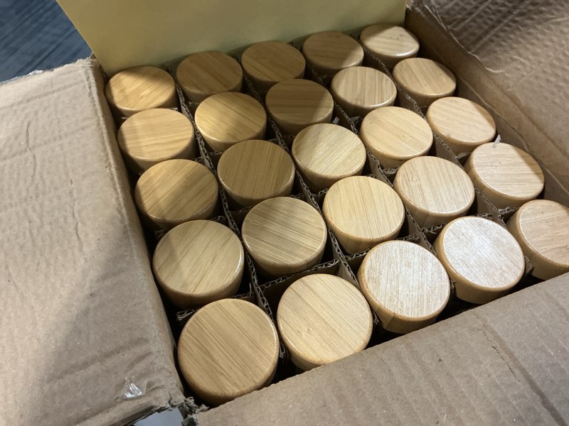 Condition photo showing New/Like New for NETANY 24 Pcs Glass Spice Jars with Bamboo Lids, 4 oz Glass Jars with Minimalist Farmhouse Spice Labels Stickers, Collapsible Funnel, Seasoning Storage Bottles for Spice Rack, Cabinet, Drawer