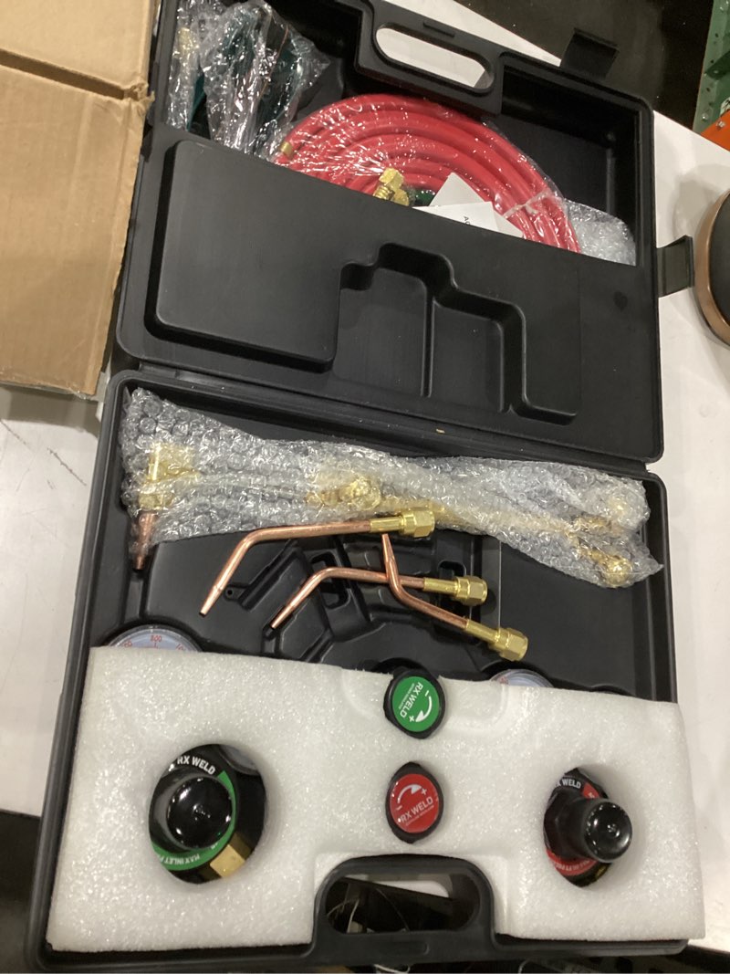 Condition photo showing As Is for rx weld medium duty oxy acetylene torch kit - cutting, welding, brazing with heating nozzle (6-mfa-1) & check valves