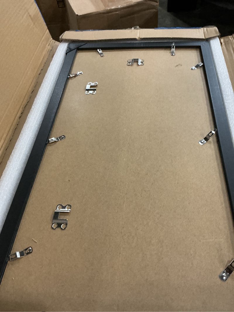 Condition photo showing New/Like New for hongkee 11x22 newspaper frame 2 packs, real glass and black wood frame, display panoramic 11 x 22 magazine frames - horizontal or vertical wall mounting 11x22 in black