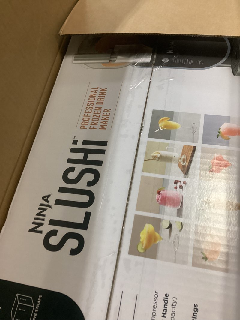 Condition photo showing As Is for Ninja SLUSHi with RapidChill Technology, 88 oz. Frozen Drink & Slushie Machine, 5 Preset Programs, Margaritas, Frappés, and More, Premium Accents, Black, FS301