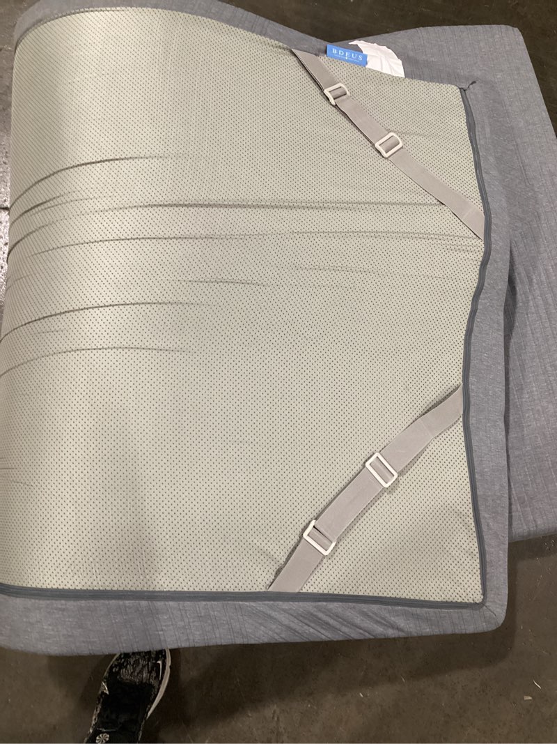 Condition photo showing As Is for (similar) bdeus 2 inch mattress topper twin size, soft memory foam for back pain relief, breathable bed topper with dark grey cover, certipur-us certified twin 2 inch (grey cover)