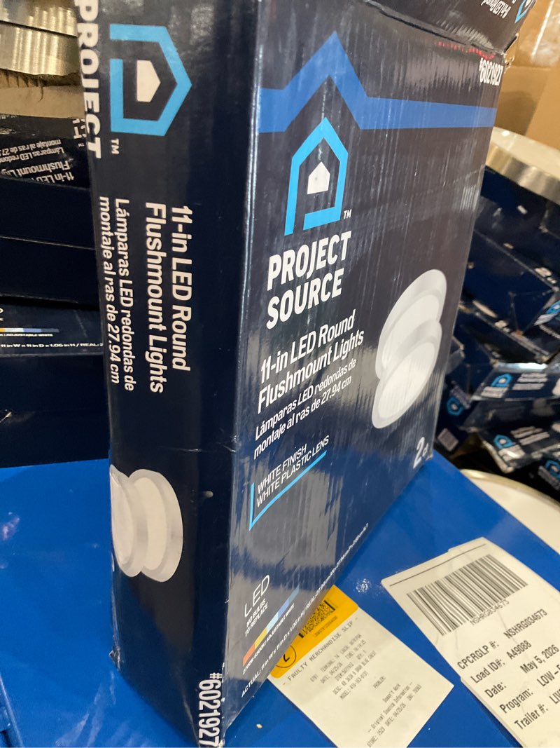 Condition photo showing As Is for incomplete project source edge light 1 -light 11-in matte white indoor/outdoor integrated led flush mount light
