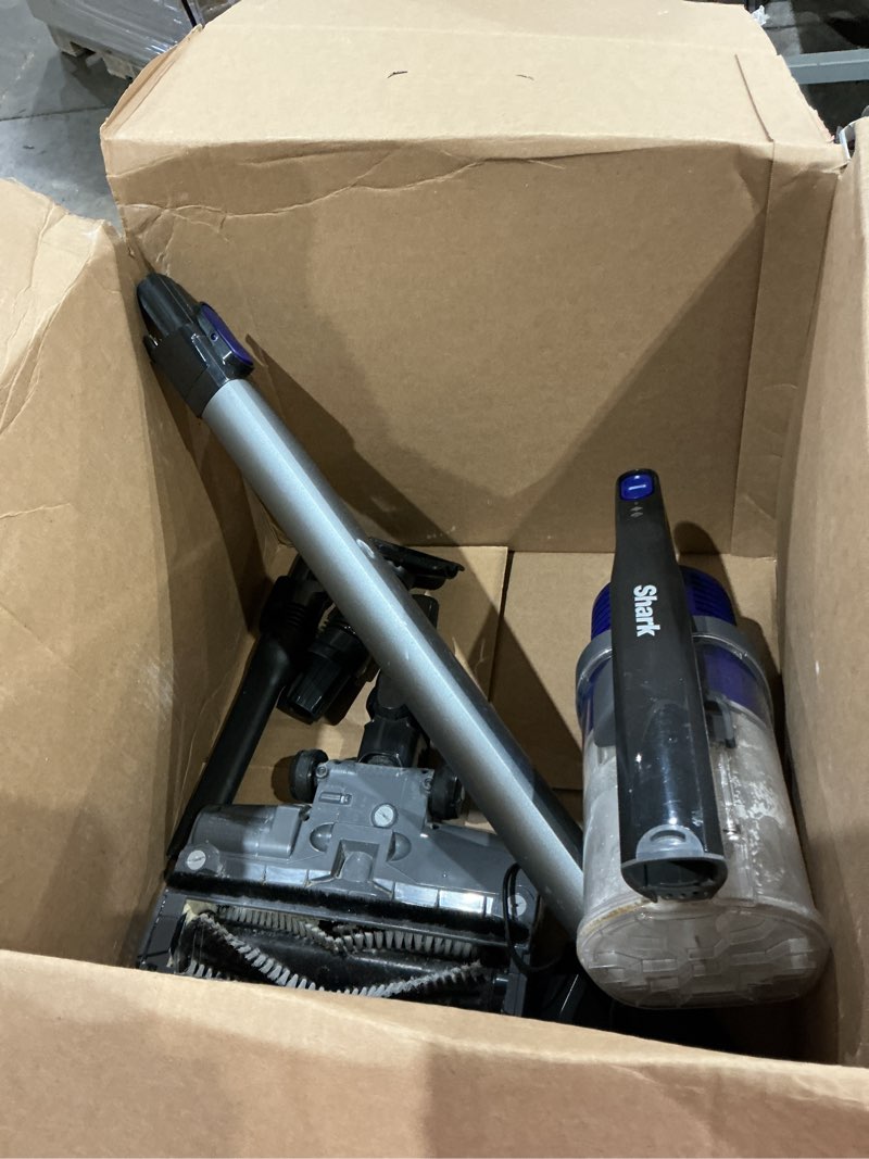 Condition photo showing As Is for shark | pet cordless vacuum cleaner | led headlights | removable handheld vacuum for pet hair | crevice tool & pet multi-tool included | 40min runtime | for carpet & hard floors | grey | ix141 pet cordless essential