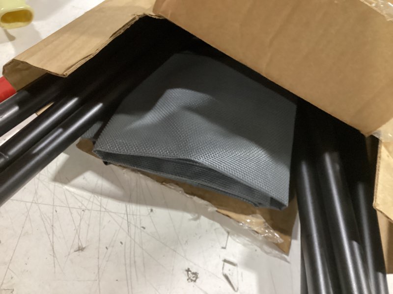Condition photo showing As Is for 50" lx32 wx8 h cooling elevated dog bed for large dogs with non-slip floor protectors & breathable mesh, raised indoor & outdoor dog cot pet hammock, grey 50.0"l x 32"w x 8.0"th grey