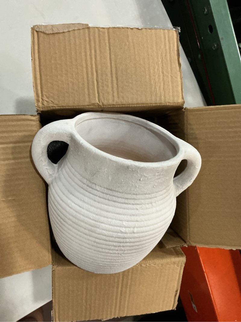 Condition photo showing Good Condition for rustic utensil holder for kitchen counter - large ceramic farmhouse cooking utensil crock & organizer for spatula, spoon - vintage kitchen decor (ivory)