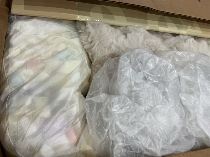 Condition photo showing As Is for eheyciga soft dog couch bed for large dog, fluffy medium dog bed with removable washable cover, bolster pet sofa, waterproof and non-slip, 36" x 36"x 9", cream 36"l x 36"w x 9"th cream