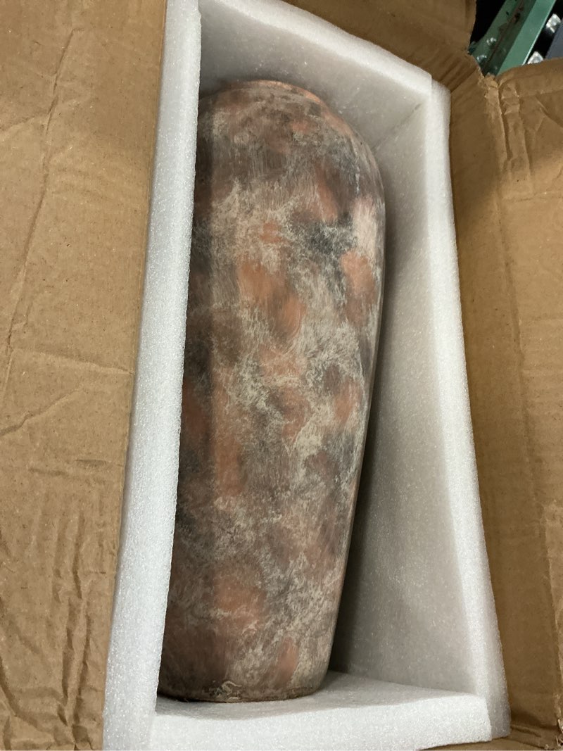 Condition photo showing Good Condition for 15 inch vintage farmhouse decor ceramic rustic vase, handmade brown flower vases for centerpieces, living room & kitchen shelf decorative pottery vase for home decor brown large