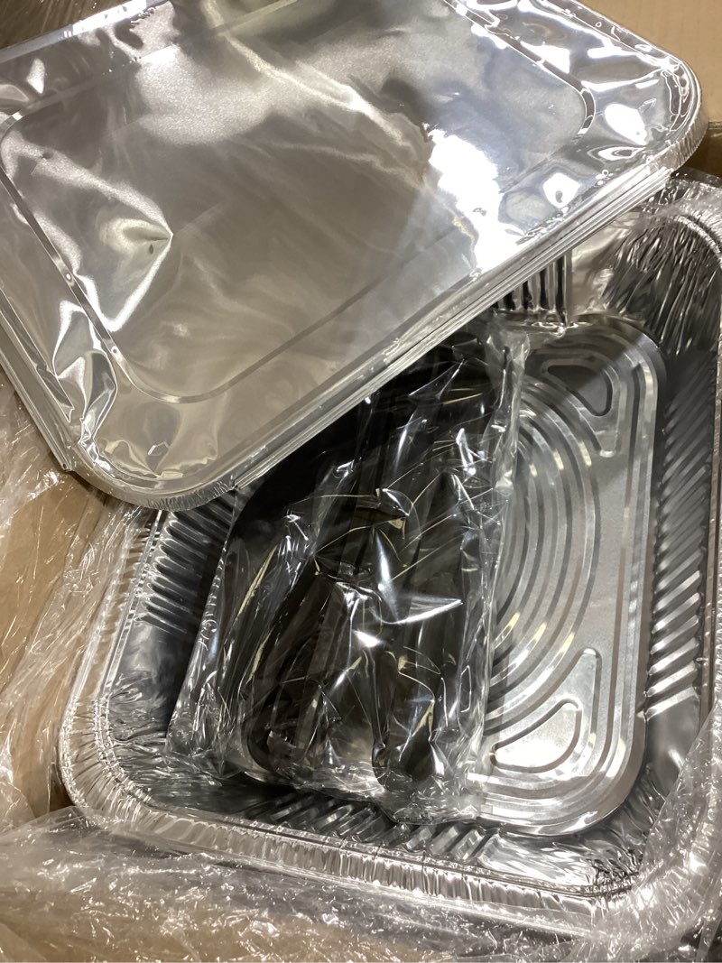 Condition photo showing Good Condition for alpha living 6 pack - disposable chafing dish buffet set, half size pans, welded body food warmers for parties, fuel cans complete set, warming trays complete kit (with racks)