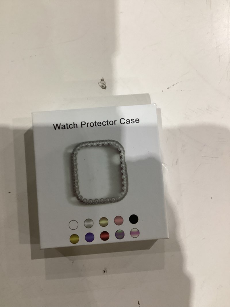 Condition photo showing Good Condition for Bling Bumper Case Compatible with Apple Watch Series 6/5/4/SE 3/SE 2/SE 44mm, Diamond Protective Face Cover for Women, Hard PC Frame Protector for iWatch 44mm Silver 44mm for Series 6/5/4/SE3/SE2/SE