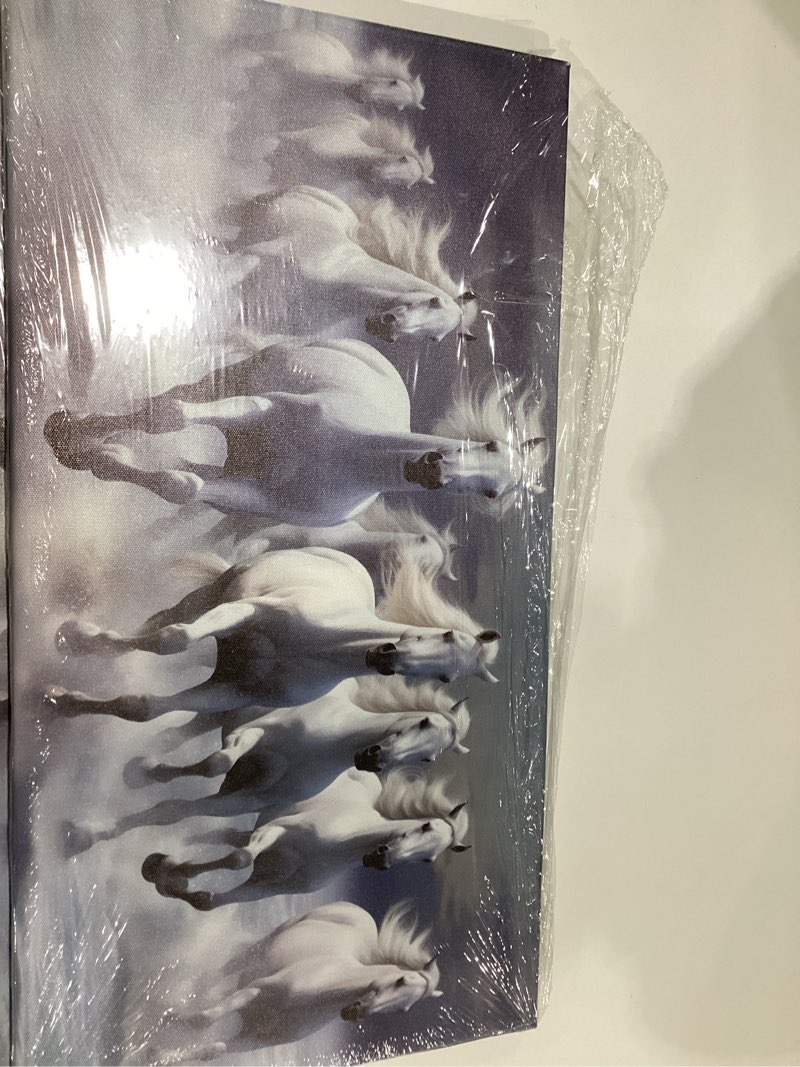 Condition photo showing New/Like New for Running Wild - White Horses Poster Canvas Image Printing Wall Art Decor Aesthetics Living Room Bedroom Home Background Famous Paintings Printmaking (08×12inch-Unframed)