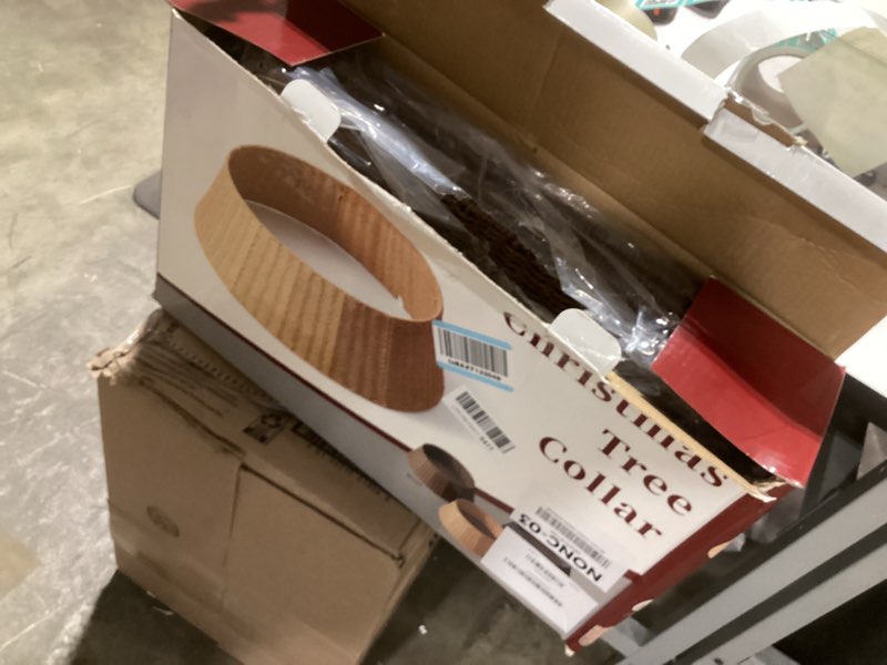 Condition photo showing New/Like New for 42in Extra Large Christmas Tree Collar - Wicker Woven Tree Collars for Artificial Trees - Handmade Rattan Rustic Farmhouse Basket for Tree Base Cover with Cord Cut-Out for 9ft 10ft 12ft Tree (Brown) 42" Brown