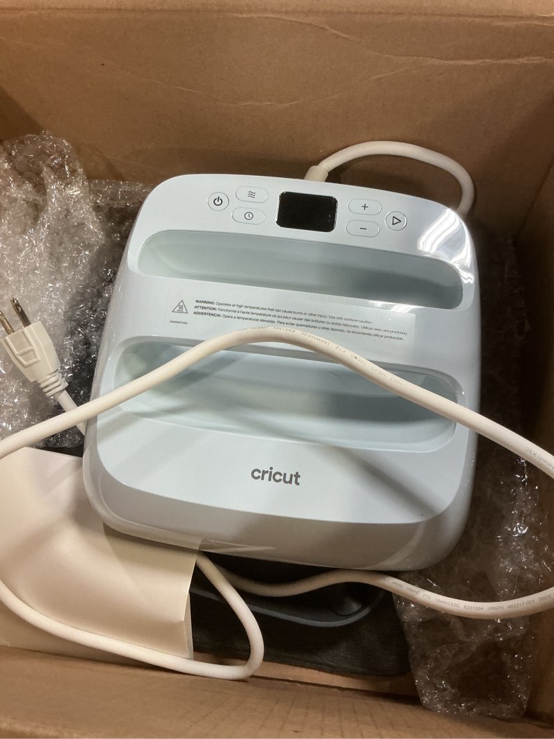 Condition photo showing As Is for Cricut Maker 4 and Easy Press 3 Machine Combo Bundle - Craft Cutting Machine with Heat Press Machine (9 in x 9 in) and Iron-on Materials for DIY T-Shirts, Tote Bags and Hoodies, Sublimation Projects Heat Press Combo