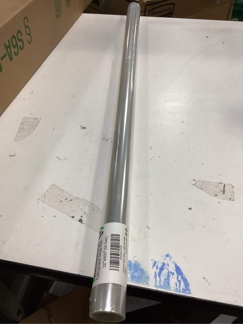 Condition photo showing Good Condition for Vanhench 36" x 50' Clear Cellophane Wrap Roll, 3 Mil Thick Cellophane For Gift Basket Wrapping Plastic Craft Flower Bouquet Wrapping Paper, Clear Plastic Wrap for Christmas Gifts Table Covering Clear 36" x 50'