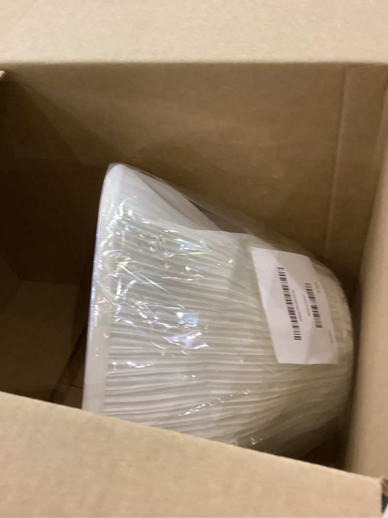 Condition photo showing As Is for Aspen Creative 33055, Hardback Empire Transitional Spider Lamp Shade, Mushroom Pleated Pleated White, 7" Top x 13" Bottom x 10" Slant