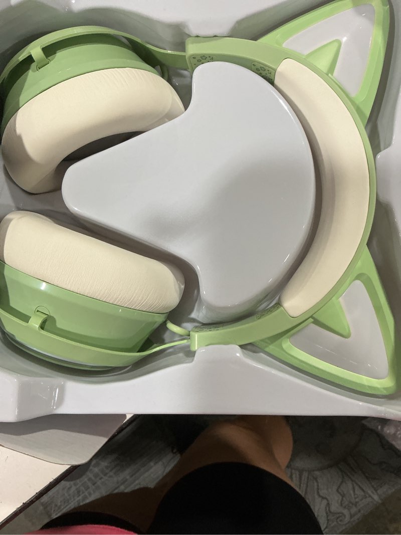 Condition photo showing Good Condition for easars cat ear headphones, gaming headset (wireless, green) wireless green