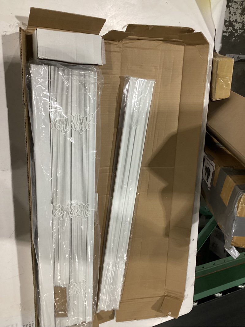 Condition photo showing New/Like New for lotus & windoware cordless, 2 inch faux wood blind, 29.5\\\" wide x 60\\\" long, window blinds, blinds & shades, blinds for indoor windows, embossed, bright white
