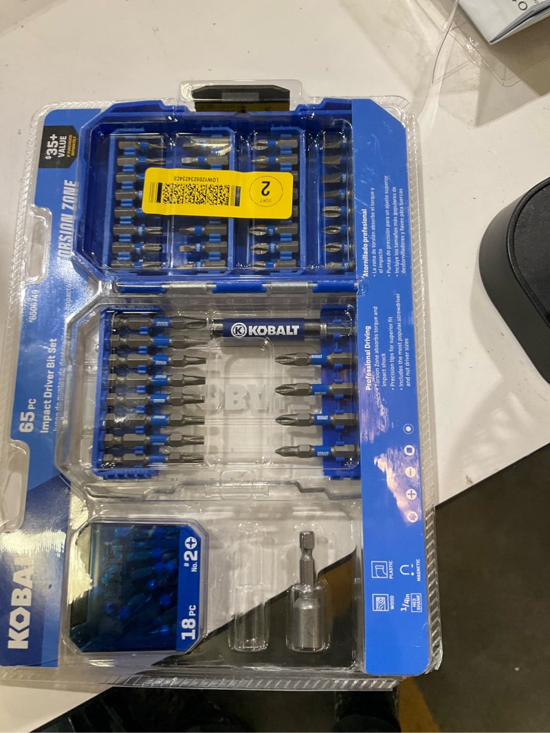 Condition photo showing As Is for kobalt impact driver bit set 65 -piece