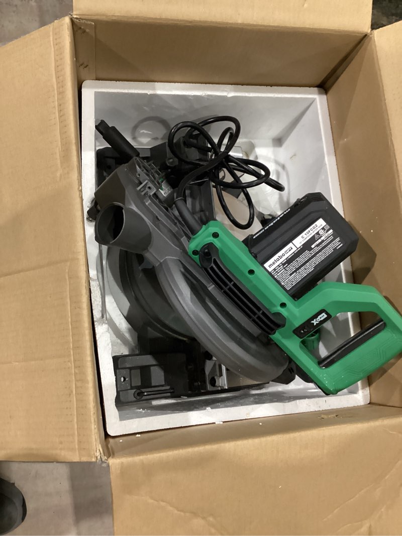 Condition photo showing As Is for 10" single bevel compound miter saw | metabo hpt c10fcg2