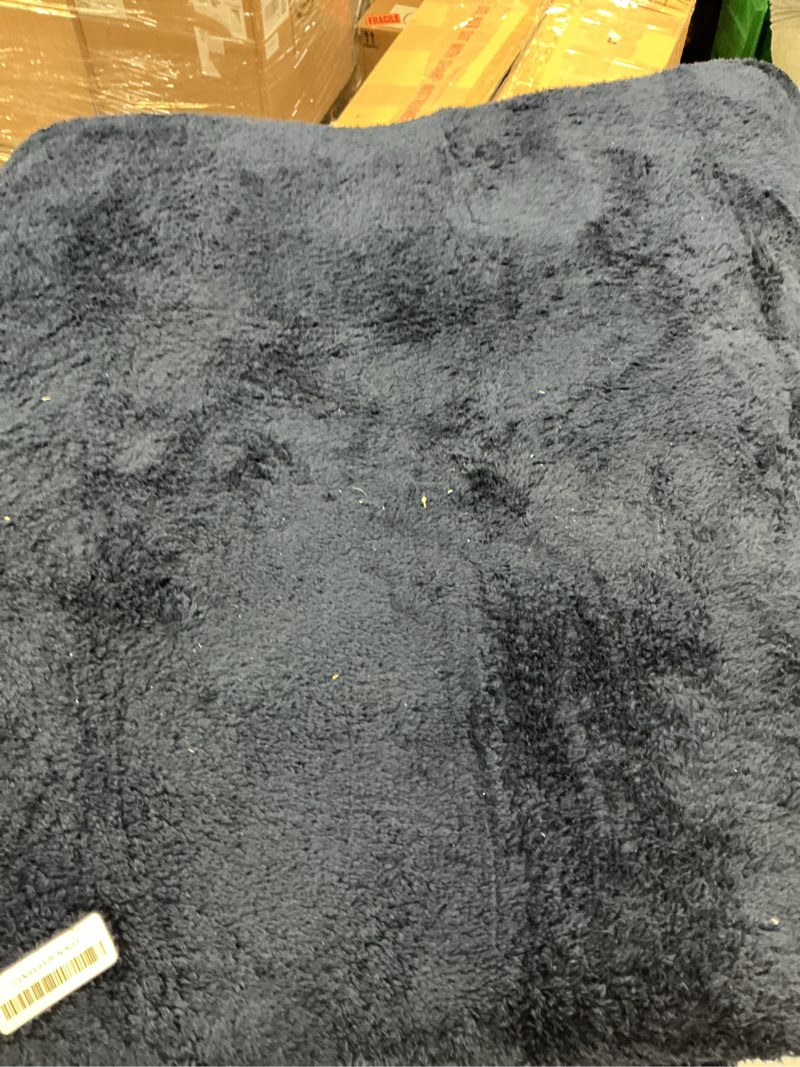 Condition photo showing As Is for Large Ultra Soft Modern Area Rugs for Living Room Bedroom, 5x8 Feet Navy Blue Thickened Memory Foam Indoor Solid Minimalist Carpets, Non-Slip Comfy Rug for Boys Girls Nursery Room Home Decor 5' x 8' (Rectangular) Navy Blue