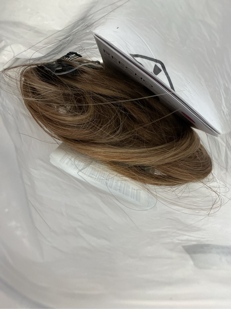 Condition photo showing As Is for REECHO 12" Invisible Wire Hair Extensions with Thinner Softer Lace Weft Adjustable Size Removable Secure Clips in Short Straight Secret Hairpiece for Women - Medium Brown with Blonde Highlights 12 Inch (Pack of 1) Medium Brown with Blonde Highlights