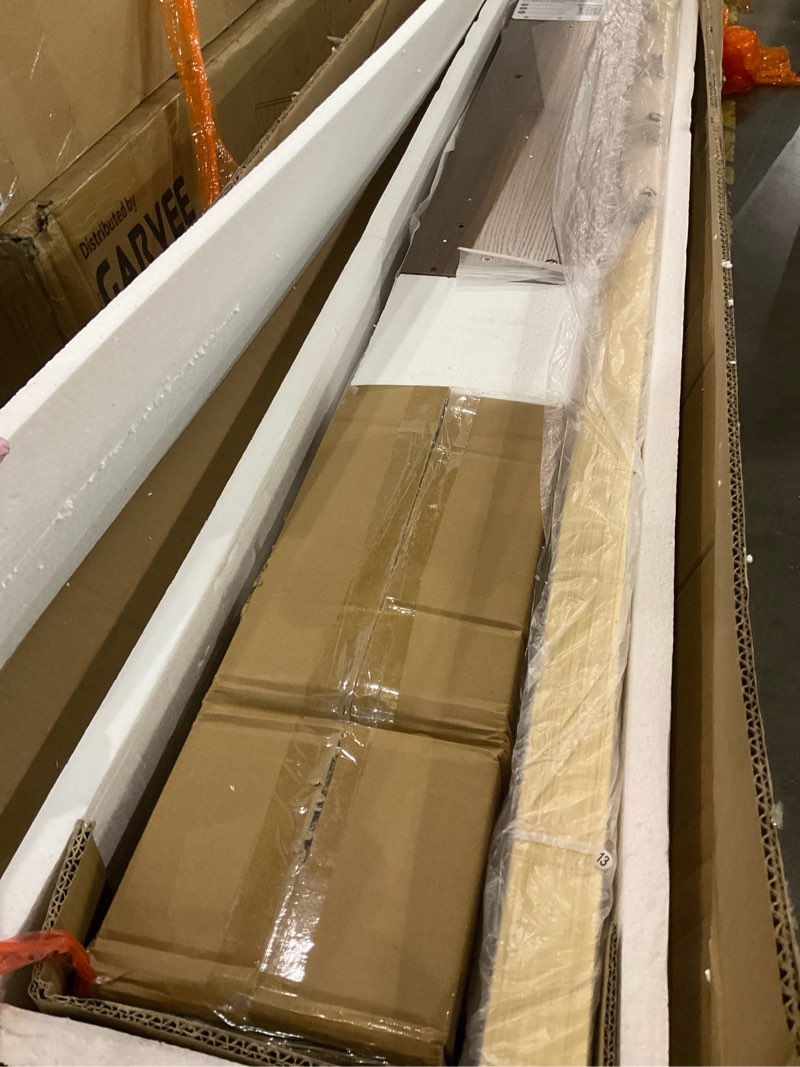 garvee king bed frame, wood platform bed with fluted design, low profile bedframe, minimalist bed base with noise-free, easy assembly, no box spring needed, walnut walnut king could be incomplete 