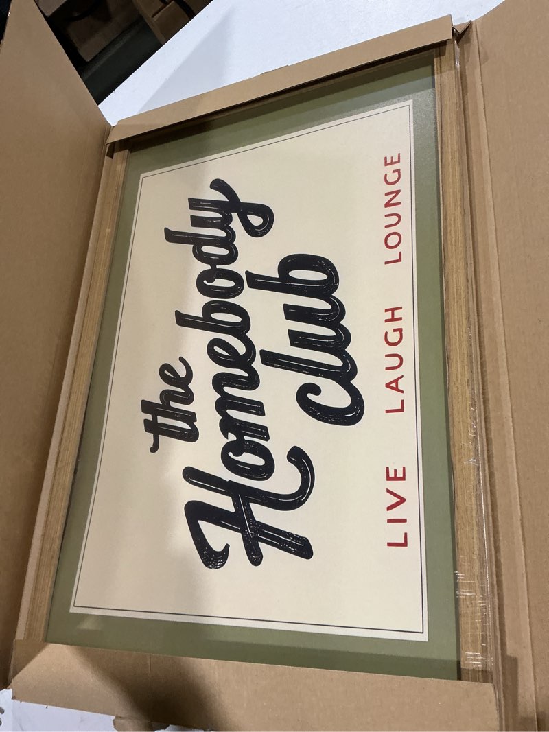 Condition photo showing Good Condition for vintage the homebody club wall art, minimalist live sign canvas wall decor painting, trendy quote artwork poster print picture for living room bedroom homebody gifts 12x16 inch framed family club framed 16"l x 12"w