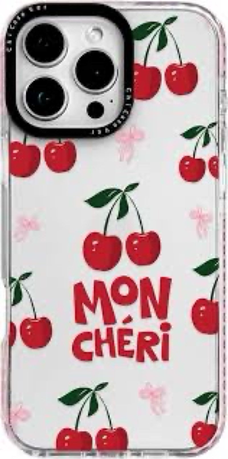 ChiCaseVer for iPhone 15 Case, Cute Cherry Mon Chéri Pattern with Bows, Military-Grade Drop Protecti