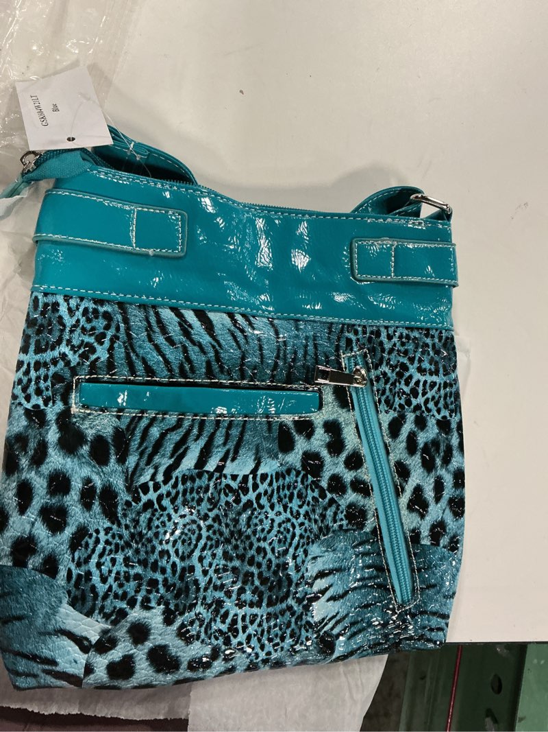 Condition photo showing Good Condition for bhw western cross bling beaded purse turquoise silver crossbody bag