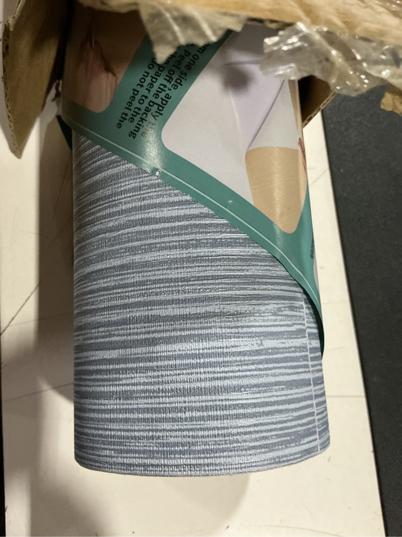 Condition photo showing Good Condition for haimin grasscloth wallpaper textured 24in x 393in fabric contact paper grey blue wall paper textured linen peel and stick self-adhesive thick vinyl embossed film wallpaper (gray blue) gray/blue